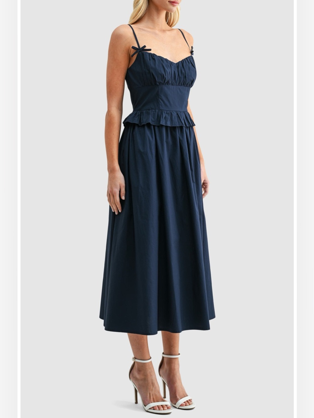 All in Favor Navy Spaghetti Strap Ruffle Dress - Picture 3 of 7